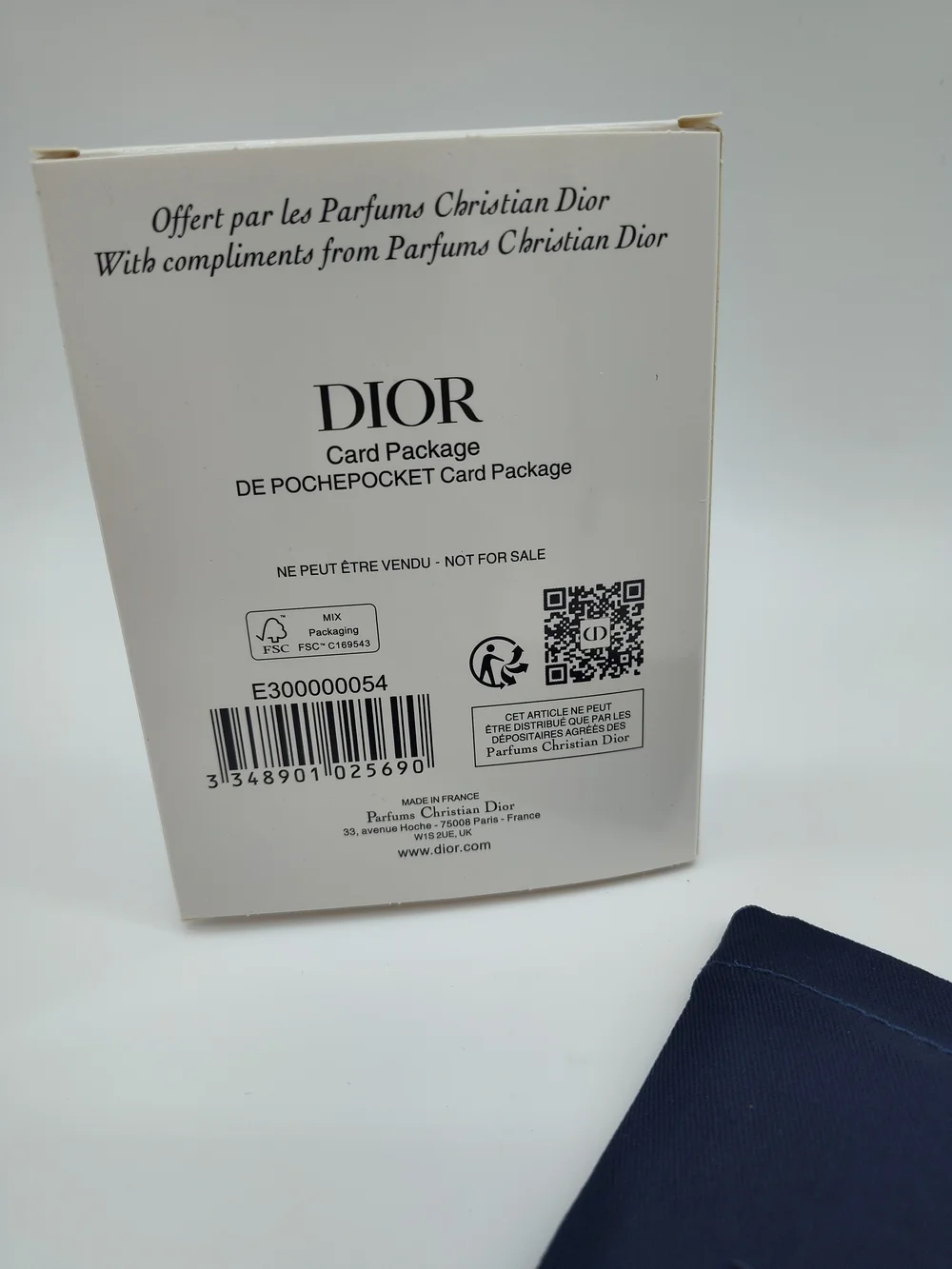 DIOR Parfum Black Pebbled Cowhide Leather Card Holder Wallet Box Dust Bag NIB
